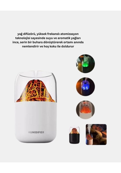 Ceylan Adam Ultrasonik Alev Efektli Aromaterapi Difüzörü Usb Şarjlı Ve Otomatik Kapanma Özellikli