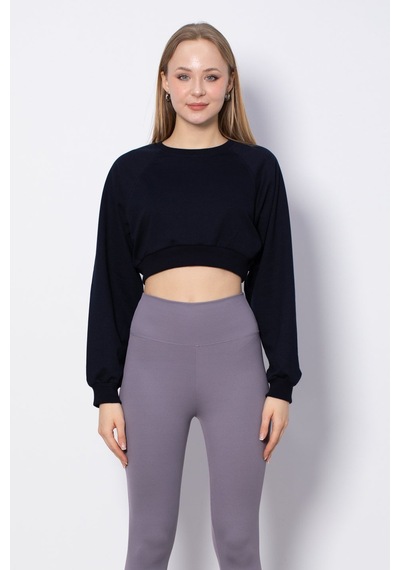 Barrels And Oil Bisiklet Yaka Kısa Sweatshirt - Lacivert-Lacivert