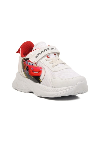 Beyaz Kırmızı Cırtlı Fileli Unisex Çocuk Spor Ayakkabı 2340 F Beyaz-kırmızı