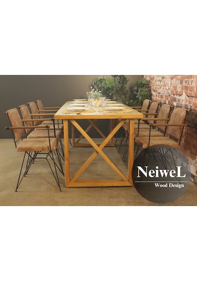 Neiwel Move Doğal Ahşap Yemek Masası-80-260 Açık Ceviz