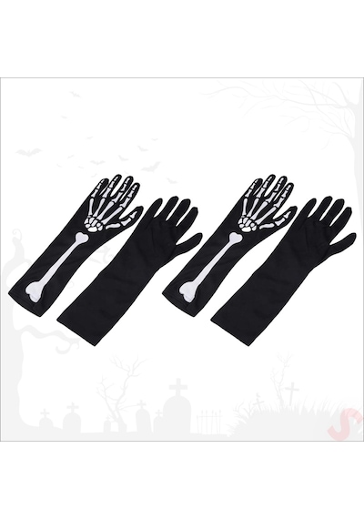 Halloween Kemik Desenli İskelet Eldiven Çifti