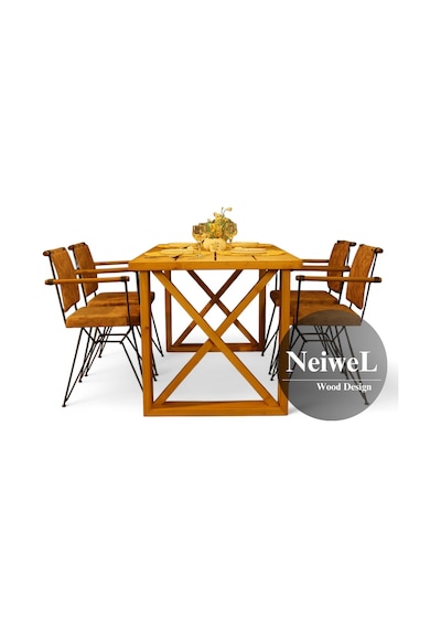 Neiwel Garden Dian Doğal Ahşap Bahçe Yemek Masası-70-100 Açık Ceviz