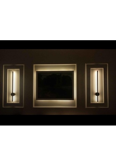 Tr Modern Dekoratif Led Duvar Aplik 66 Cm Günışığı Siyah 1 Adet Pilli Diğer