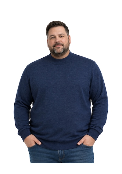 Battalmoda Erkek Büyük Beden Melanj Lacivert Yarım Balıkçı Triko Kazak 3xl-4xl-5xl-6xl