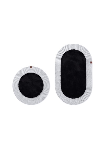 Banyo Paspası Takımı 60x100+60x60 Cm Düz Siyah & Gümüş