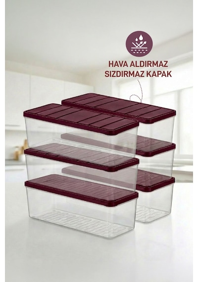 Selka Home 6 Adet 2 Lt. Nora Organizer Buzdolabı Buzluk Düzenleyici Saklama Kabı