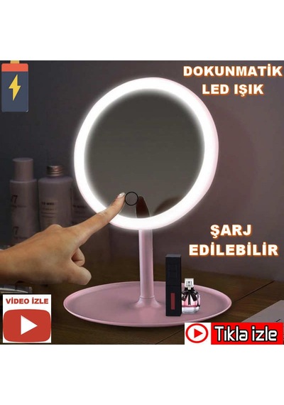 Dokunmatik Şarj Edilebilir Led Işıklı Portatif Makyaj Aynası
