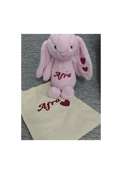 İsme Özel Peluş Tavşan-uyku Arkadaşı Pembe Pembe