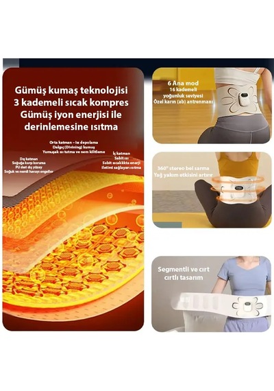 Ezere Slimbelt Pro Ems Isıtmalı Bel Ve Karın Masaj + Egzersiz Kemeri Dijital Ekranlı Şarjlı 3 Kademeli- 5775