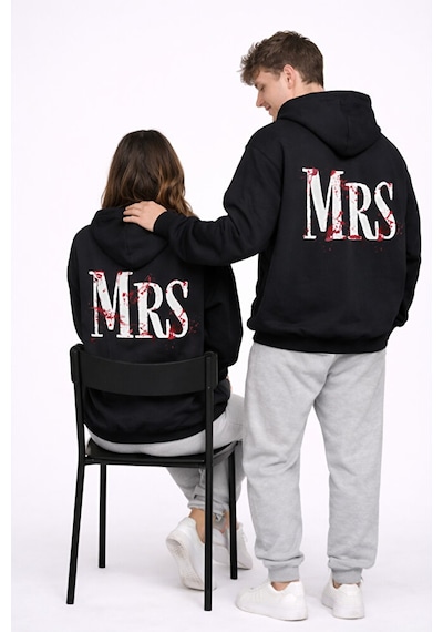 Nevermind Sevgili Kombini Oversize Hoodie Seti Siyah Mr Erkek Çift Hoodie 1