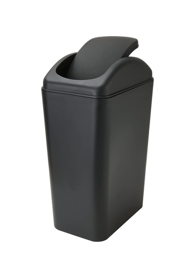 Tr Küçük Kapaklı Çöp Kovası, 12 Litre/3 Galon Küçük Siyah Plastik Çöp Kovası, Ofis, Yatak Odası, Banyo İç Genel
