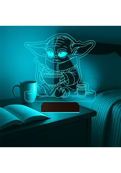 Luvivia Çizgi Film Yoda 3d Lamba - Masa Gece Lambası Şeffaf