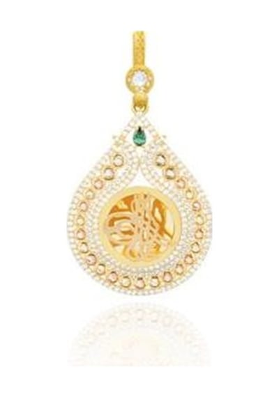 Diamond Line-Gülaylar - 3 Renkli Altın 14 Ayar Tuğra Kolye Ucu N11.24662