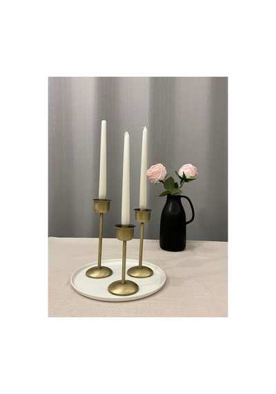 Gold Rengi Bloom 3'lü Şamdan & Mumluk Seti Pirinç Kaplama - 820385533 Pirinç Kaplama