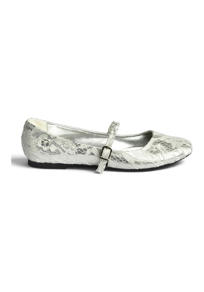 Fox Shoes Z726232704 Gümüş Kumaş Bantlı Kadın Babet