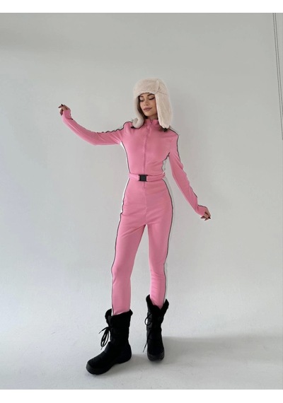 Ramımse Kemer Detaylı Fermuarlı Tulum - Pembe Pembe