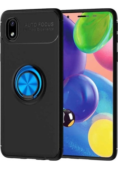 Galaxy A01 Core Kılıf Zore Ravel Silikon Kapak Siyah-Mavi