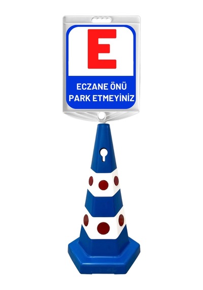Eczane Önüne Park Etmeyiniz Çift Taraf Baskı Mavi Ultra Kedi Gözlü Ağırlıklı Koni Seti Trafik Dubası