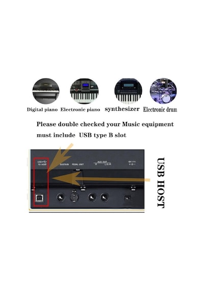 5133 Type C Micro Usb Yazıcı Printer Piyano Midi Bağlantı Kablosu