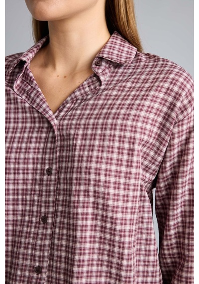 Defacto Regular Fit Klasik Yaka Kareli Flanel Uzun Kollu Gömlek F9082ax26aubr98 Bordo-br98