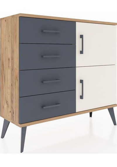 Arges Şifonyer Tek Raflı 4 Çekmeceli 2 Kapaklı 88x30x80 Çam-aytaşı/antrasit Aytaşı/antrasit Arges Şifonyer Tek Raflı 4 Çekmeceli 2 Kapaklı 88x30x80 Çam-aytaşı/antrasit Aytaşı/antrasit