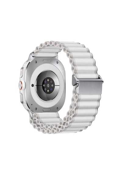 Caseonn Samsung Uyumlu Galaxy Watch Ultra 2 Kordon Titanyum Tokalı Alpin Kumaş Kayış Beyaz