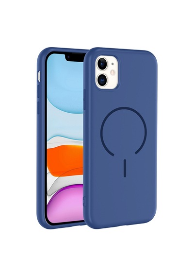 Zore Apple iPhone Uyumlu 11 Kılıf M-safe Şarj Özellikli Omsy Meta Kapak - Mürdüm