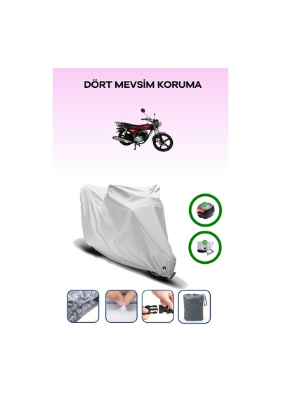 Gri Arka Çanta Ve Kilit Uyumlu Abush Cg 50 Plus Uyumlu Motor Brandası