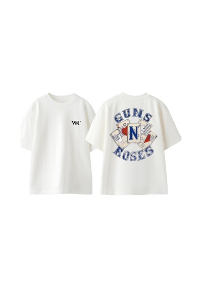 Thewert Guns Rules Tasarım Sırt Baskılı Pamuk Beyaz Oversize T-shirt