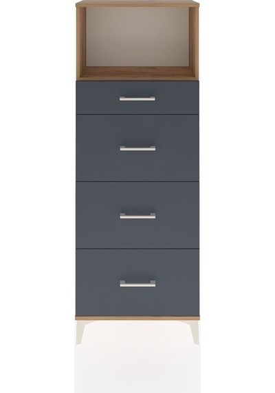 Arges Dolap Tek Raflı 4 Çekmeceli 60x30x163 Çam-antrasit Çam