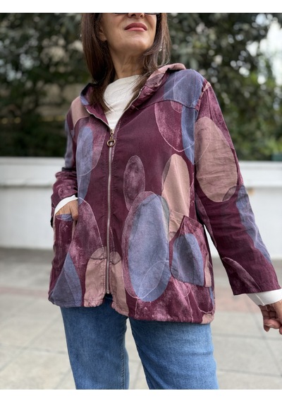 İtalyan İnce Fitilli Kadife Ceket Bordo