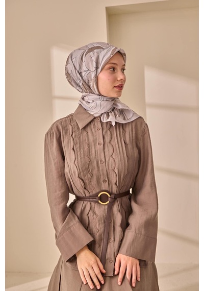 Silk Home Olinda İpek Eşarp 47003-37 Gri, Vizon, Koyu Vizon