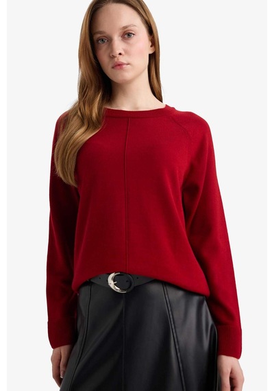 Defacto Yün Karışımlı Regular Fit Bisiklet Yaka Triko Tunik G5867ax25wnrd344 Kırmızı-rd344