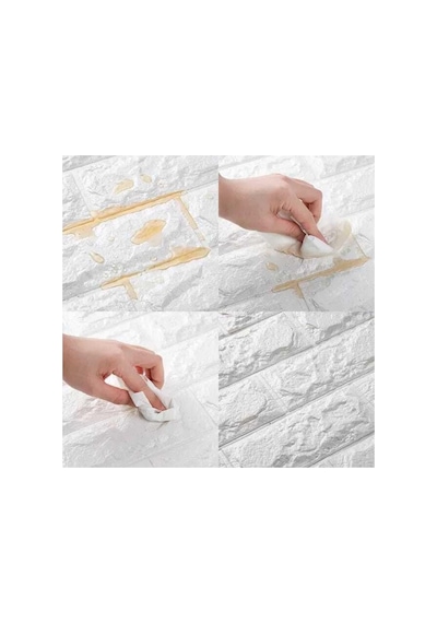 Ukab Dekor Kendinden Yapışkanlı Köpük Esnek Taş Tuğla Desen Panel Duvar Beyaz 50 X 30 Diğer