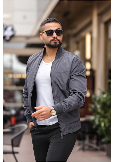 Erkek Bomber Ceket K Gri Bndk