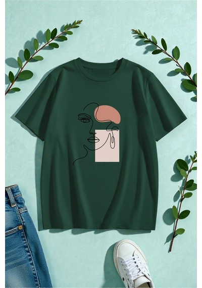 Uyguntarz Unisex Love Me More Baskılı Tasarım Tshirt Yeşil