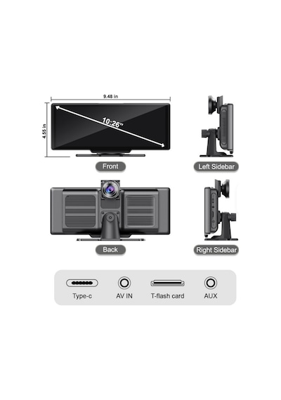 10.26 "ıps Hd Monitör Kablosuz Carplay Android Auto Car Ekran Araç Kamerası Wifi Bluetooth Car Play
