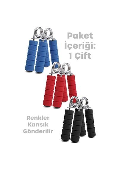 Telvesse 2 Adet Çelik El Yayı Sünger Kollu 15 Kg Bilek Ön Kol Parmak Güçlendirici Alet Fitness Egzersiz Siyah - Kırmızı