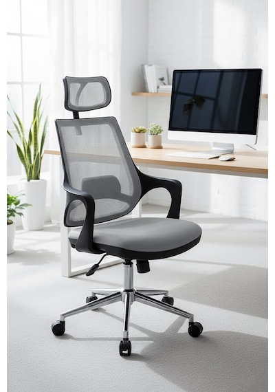 Ofisbazaar Buya Fileli Ofis Koltuğu Ergonomik Ve Modern Tasarım Gri Gri