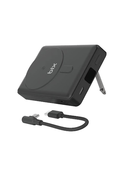 Bix Pb117 10000mah Pd20w Hızlı Şarj Type-c Çıkışlı Kablosuz Magsafe Telefon Standlı Mini Powerbank Siyah