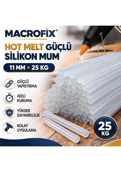 Endüstriyel Hot Melt Silikon Mum 11 Mm 25 Kg Güçlü Yapıştırıcı