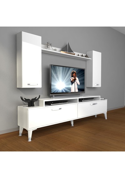 Decoraktiv Ekoflex 7 Slm Silver Tv Ünitesi Tv Sehpası Beyaz