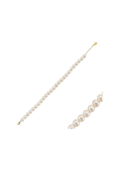 8,5 Mm Sıralı Doğal İnci Erkek Bileklik 19 Cm / Rose Gümüş