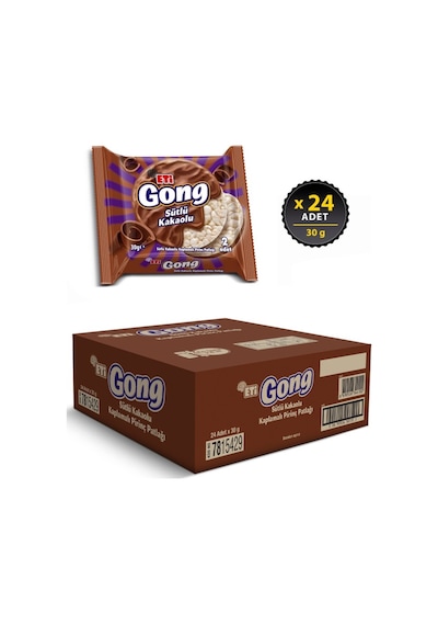 Gong Sütlü Çikolata Kaplamalı Pirinç Patlağı 30 G X 24 Adet