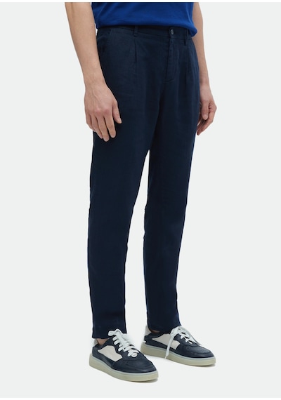 Ramsey Lacivert Düz Dokuma Jogging Fit Casual %100 Keten Pantolon