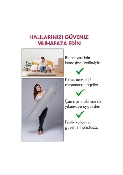 Halı Hurcu, Halı Saklama Kılıfı, Halı Organizeri Gri, Yolluk Hurcu Açık Indigo