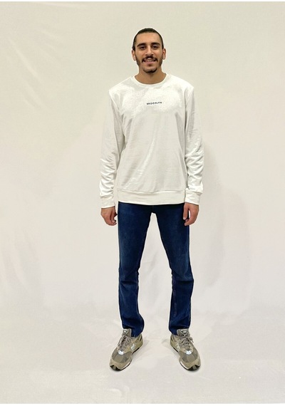 Erkek Bisiklet Yaka Rahat Kalıp 3 İplik Kalın Orta Brooklyn Nakışlı Sweatshirt Spr24sw34 Ecru