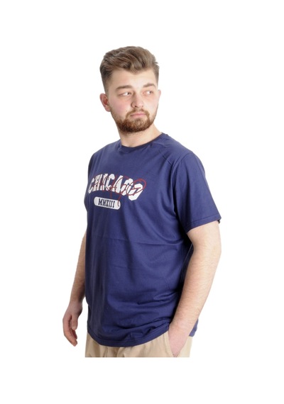 Mode Xl Büyük Beden Erkek T-Shirt Chıcago 23105 Indigo 001