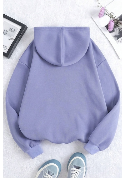 Uyguntarz Rahat Kalıp Unisex Oversize Sweatshirt Lila