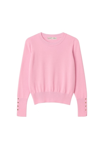Mixray 6736 Kadın Bisiklet Yaka Kolu Droplu Triko Kazak Pembe Pembe